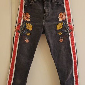 Topshop Moto Jamie High Waist Embroidered Jeans
